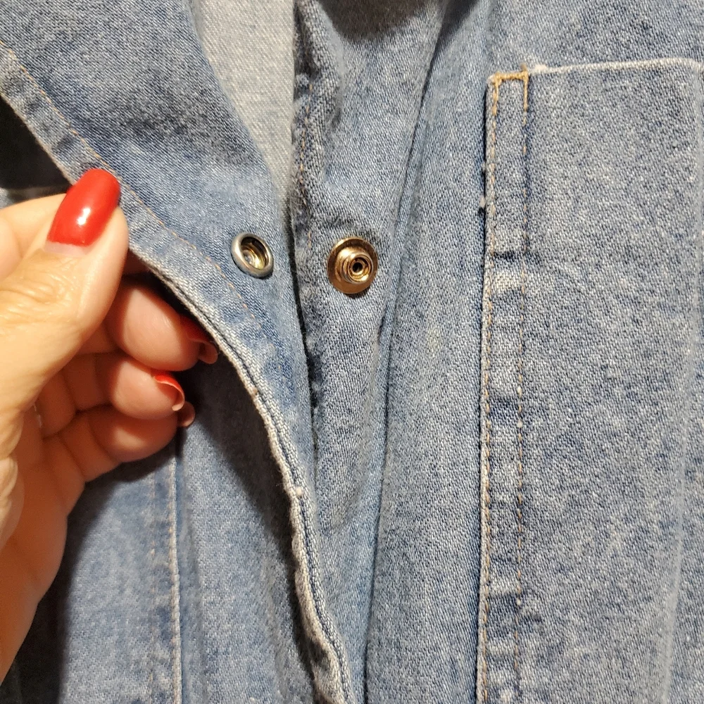 IDEAS Vintage Snap Front Denim Midi Dress Size M - Picture 6 of 11